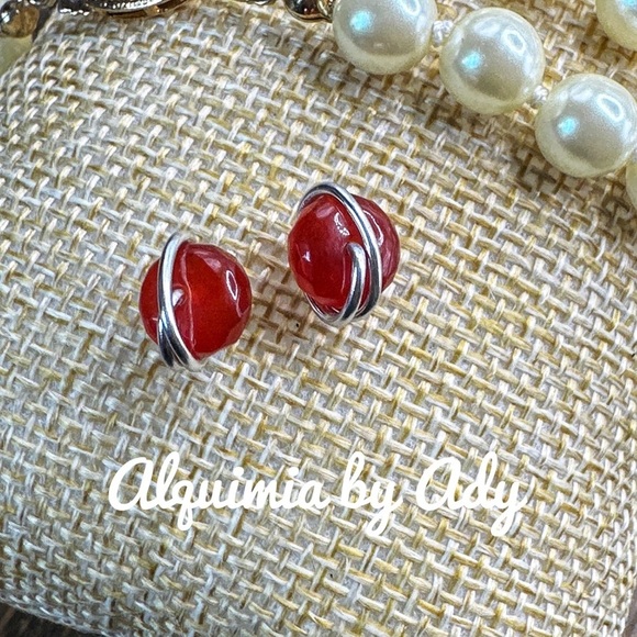 Alquimia Red and Silver Earrings untreated ruby - Picture 1 of 1